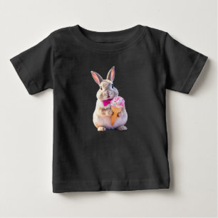 Camiseta de Bebê Coelho Adorável Comendo Sorvete