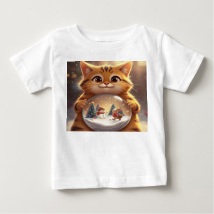Camiseta de Bebê com Arte de Gato de Natal Fofo Se