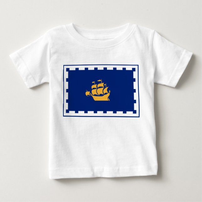 Camiseta de Bebê com Bandeira da Cidade de Quebec (Frente)