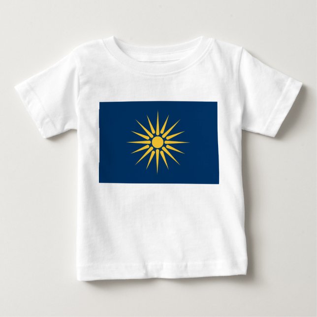Camiseta de Bebê com Bandeira da Macedônia, Grécia (Frente)