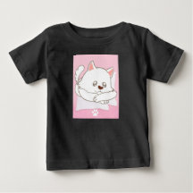 Camiseta de Bebê com Estampa de Gato Fofo