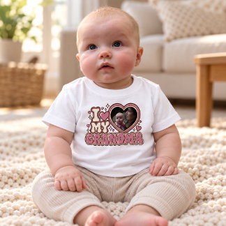 Camiseta de Bebê com Foto Personalizada 'Eu Amo Mi