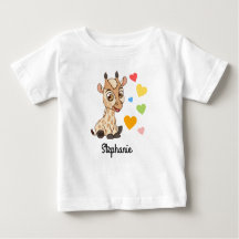 Camiseta de bebé com nome personalizado | Girafa b