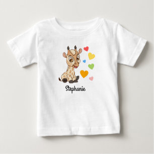 Camiseta de bebé com nome personalizado Girafa b