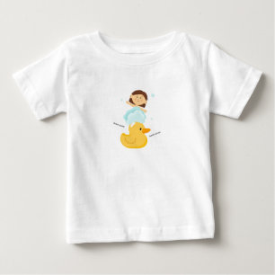 Camiseta de bebê com pato e menina