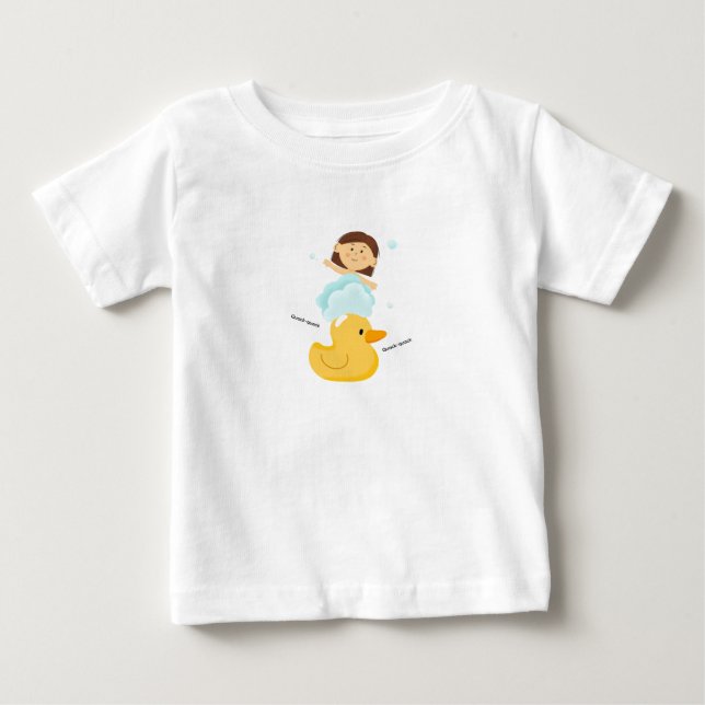 Camiseta de bebê com pato e menina (Frente)