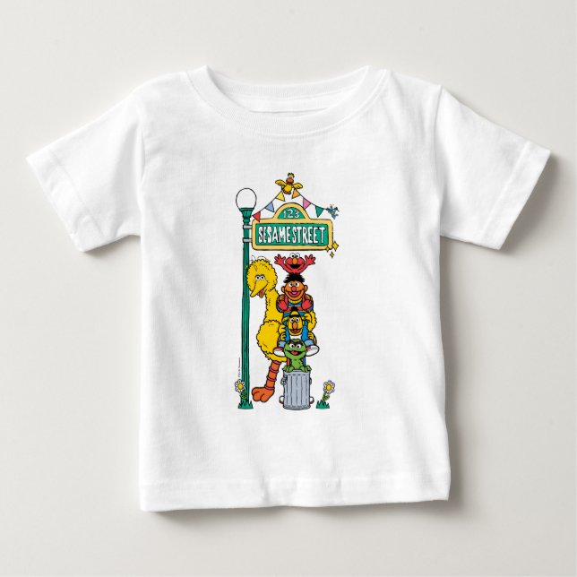 Camiseta de Bebê com Personagens da Rua Sésamo e P (Frente)