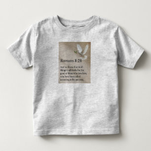 Camiseta de bebê com versículo da Bíblia Romanos 8