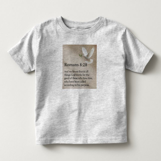 Camiseta de bebê com versículo da Bíblia Romanos 8 (Frente)