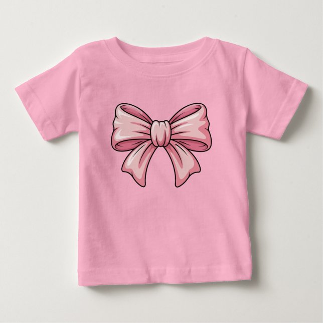 Camiseta de Bebê Coquete com Laço Rosa Fofo (Frente)