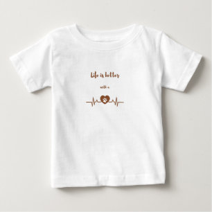 Camiseta de Bebê Coração Batimento Cãozinho Fofinh