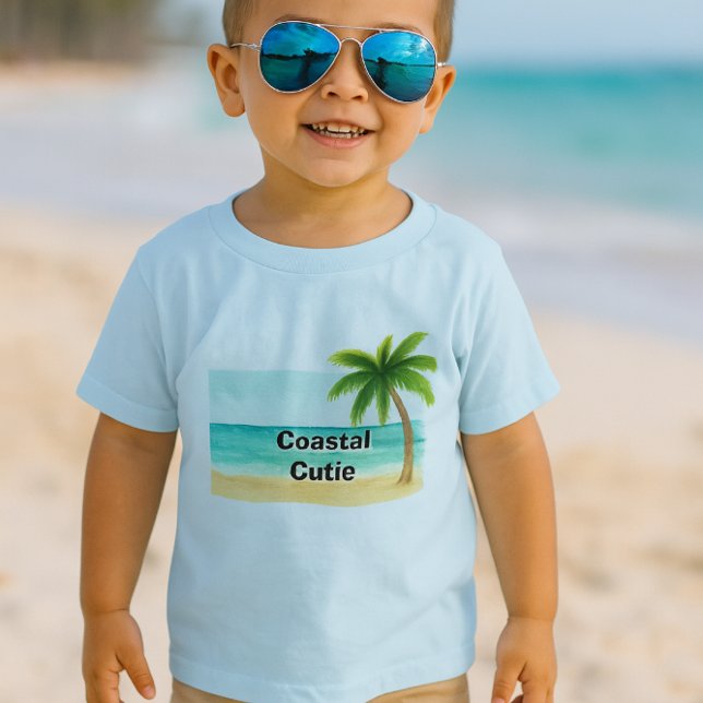 Camiseta de Bebê Costeira Cutie Beach (Criador carregado)