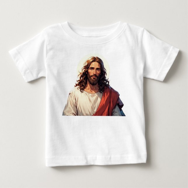 Camiseta de Bebê Cristã Jesus Cristo (Frente)