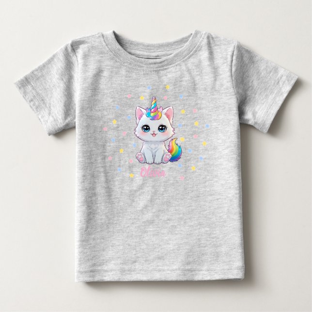 Camiseta de Bebê Cute Kawaii Caticorn (Frente)