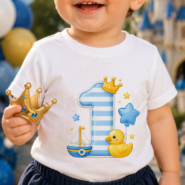 Camiseta de bebê de 1º aniversário com coroa
