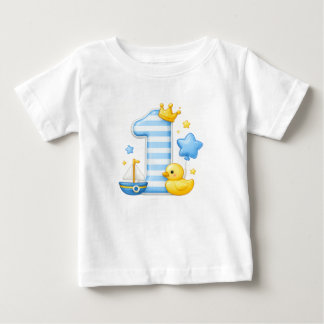 Camiseta de bebê de 1º aniversário com coroa