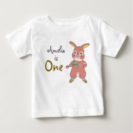 Camiseta de Bebê de 1º Aniversário de Coelhinho Fo