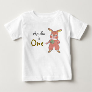 Camiseta de Bebê de 1º Aniversário de Coelhinho Fo