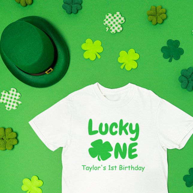 Camiseta de bebê de 1º aniversário Lucky One (Criador carregado)