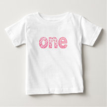 Camiseta de Bebê de 1º Aniversário Um Padrão Rosa