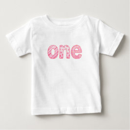 Camiseta de Bebê de 1º Aniversário Um Padrão Rosa
