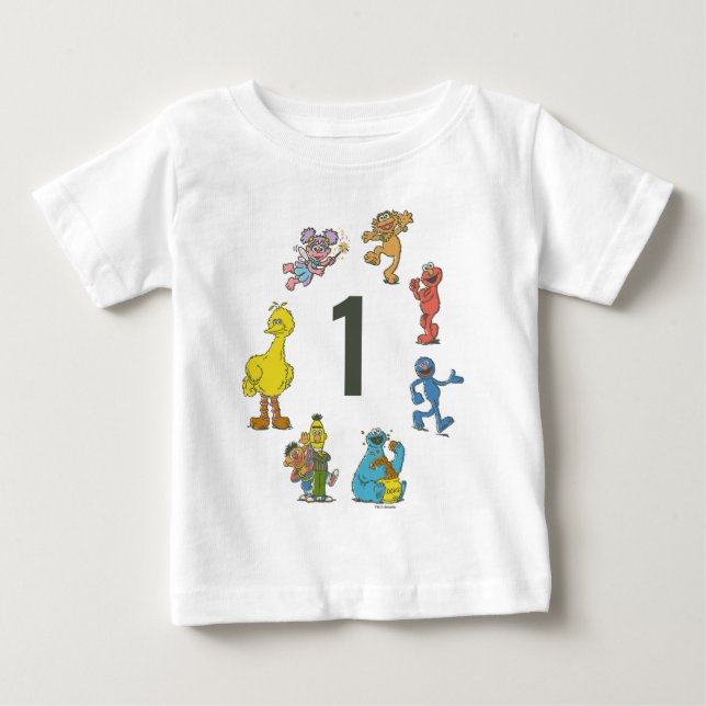 Camiseta de Bebê de Aniversário com Personagens Cl (Frente)