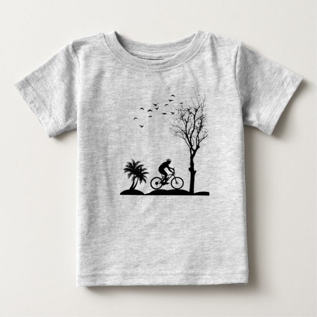 Camiseta de Bebê de Arte de Bicicleta da Natureza  (Frente)