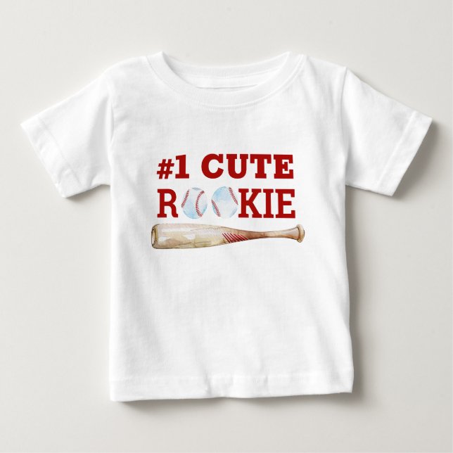 Camiseta de Bebê de Beisebol Um Rookie Fofo  (Frente)