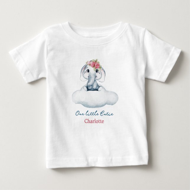 Camiseta de Bebê de Elefante Gelado Pequeno Cutie (Frente)