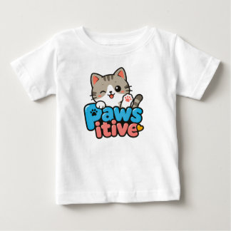 Camiseta de Bebê de Gato Fofo Kawaii Pawsitive