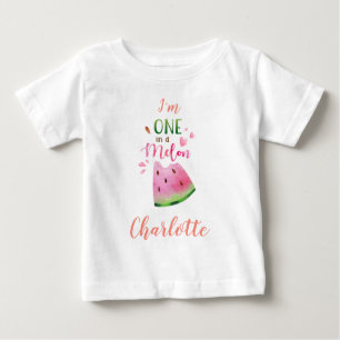 Camiseta de bebê de melancia Um numa camisa de mel