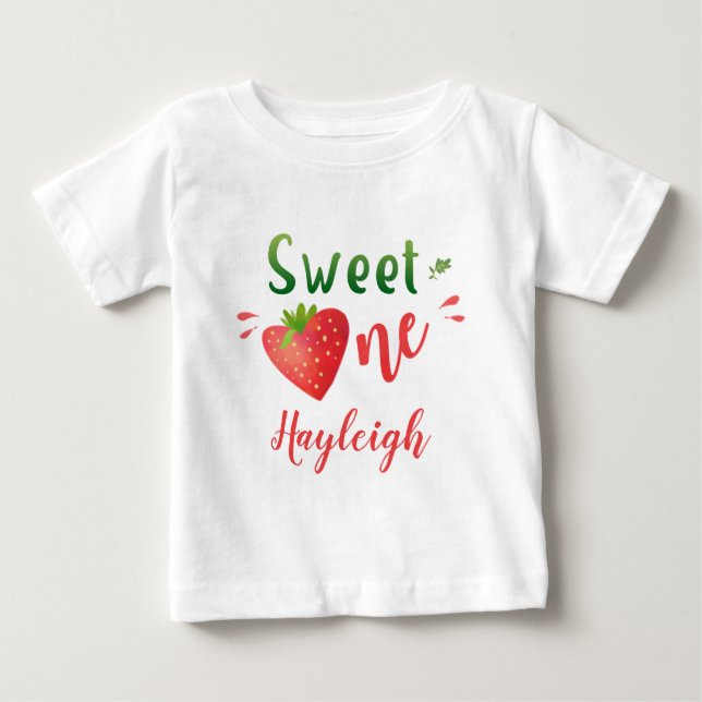 Camiseta de bebê de morango Camisa doce de uma men (Frente)