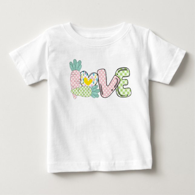 Camiseta de bebê de Páscoa de amor pastel fofo (Frente)