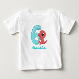 Camiseta de bebê de seis meses de dinossauro fofo