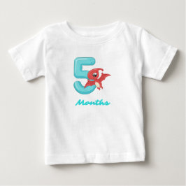 Camiseta de bebê dinossauro fofo de cinco meses