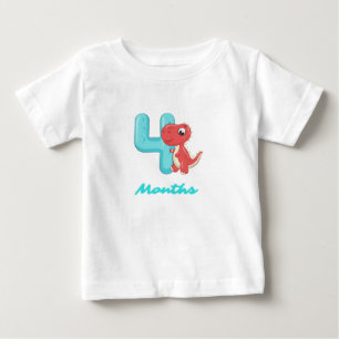 Camiseta de Bebê Dinossauro Fofo de Quatro Meses
