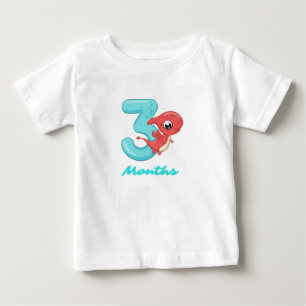 Camiseta de Bebê Dinossauro Fofo de Três Meses