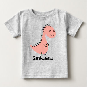 Camiseta de Bebê Dinossauro Nome Personalizado 