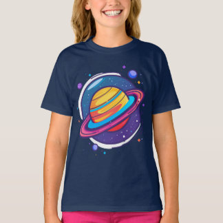 Camiseta de Bebê do Planeta Saturno Fofo – Espaço