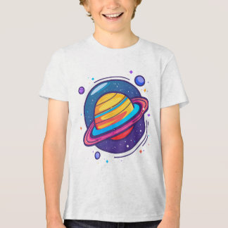 Camiseta de Bebê do Planeta Saturno Fofo – Espaço