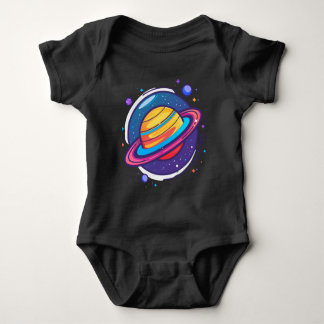 Camiseta de Bebê do Planeta Saturno Fofo – Espaço