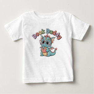 Camiseta de Bebê Dragão Leitor Amigo do Livro Fofa
