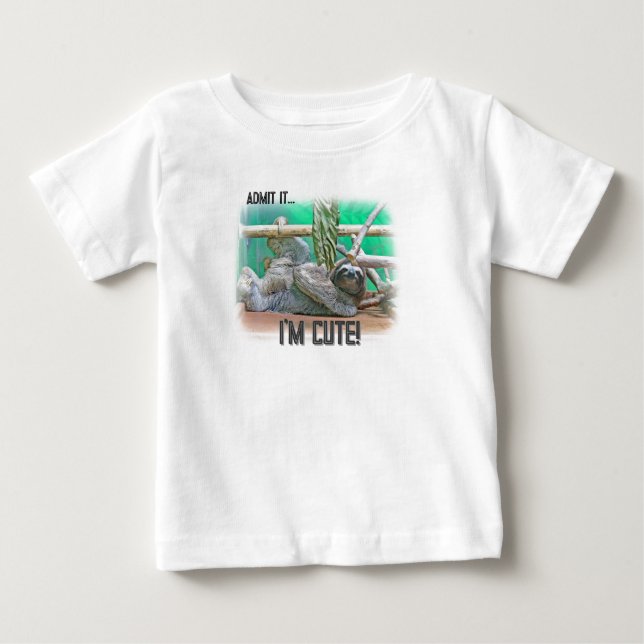 Camiseta de Bebê e Criança Fofa de Preguiça (Frente)