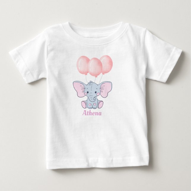 Camiseta de Bebê Elefante Bebê Personalizada (Frente)