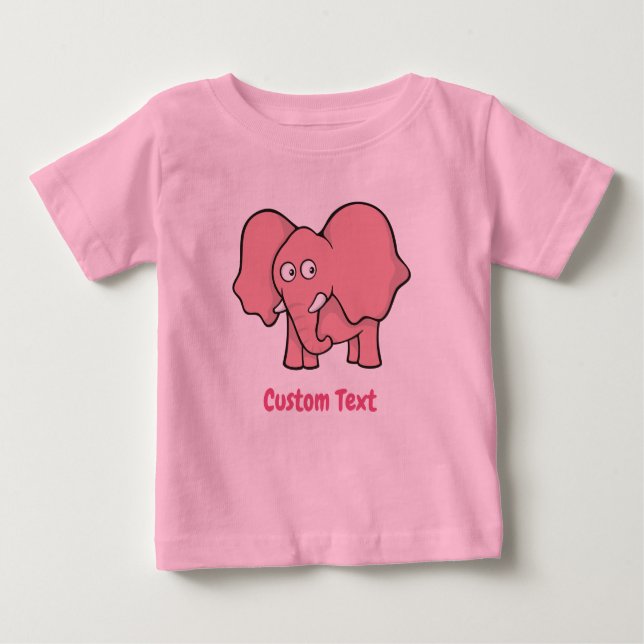 Camiseta de Bebê Elefante Rosa (Frente)
