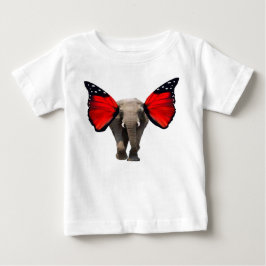 Camiseta de Bebê Elefante Vermelho com Asas