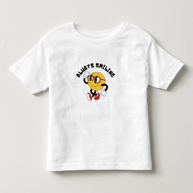 Camiseta de Bebê Emoji Fofo Sempre Sorridente (Frente)
