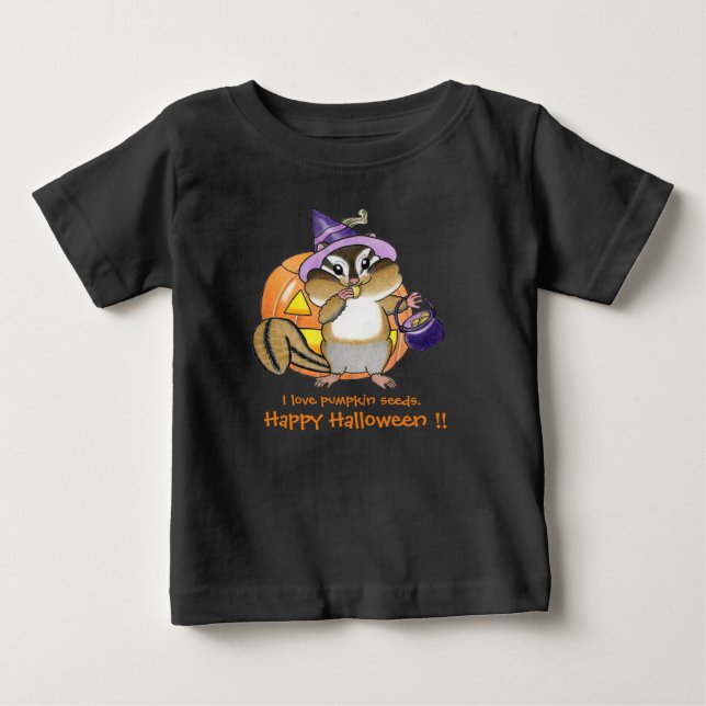 Camiseta de Bebê Esquilo do Halloween (Frente)