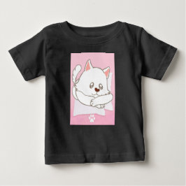 Camiseta de Bebê Estampa de Gato Fofa