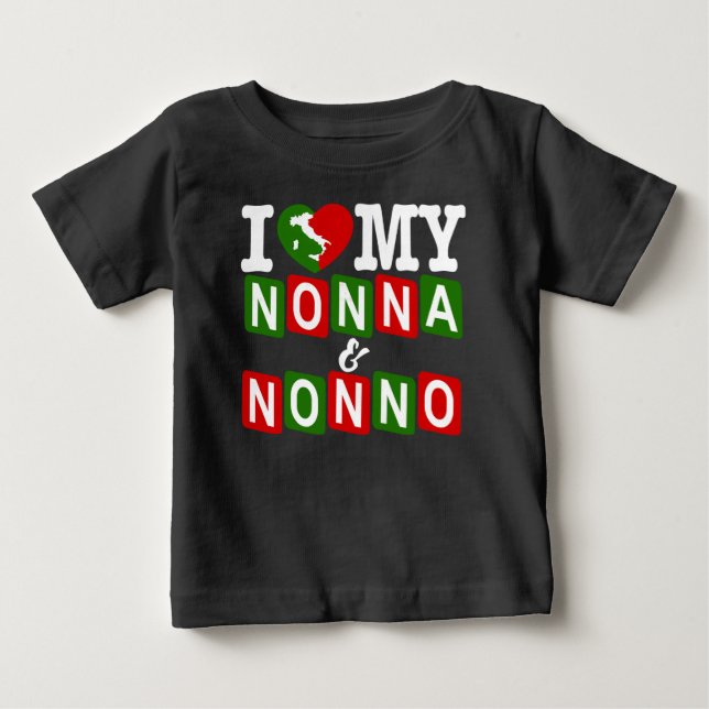 Camiseta de Bebê Eu Amo Meu Nonna & Nonno (Frente)